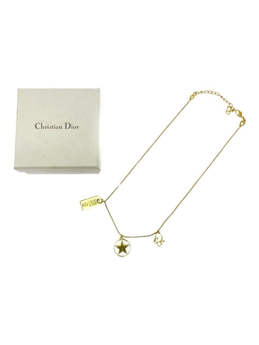 Dior Star Logo Necklace Gold